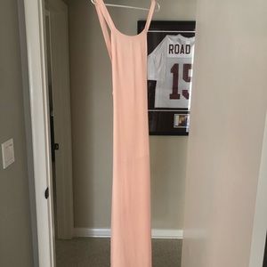 Peach maxi open back dress